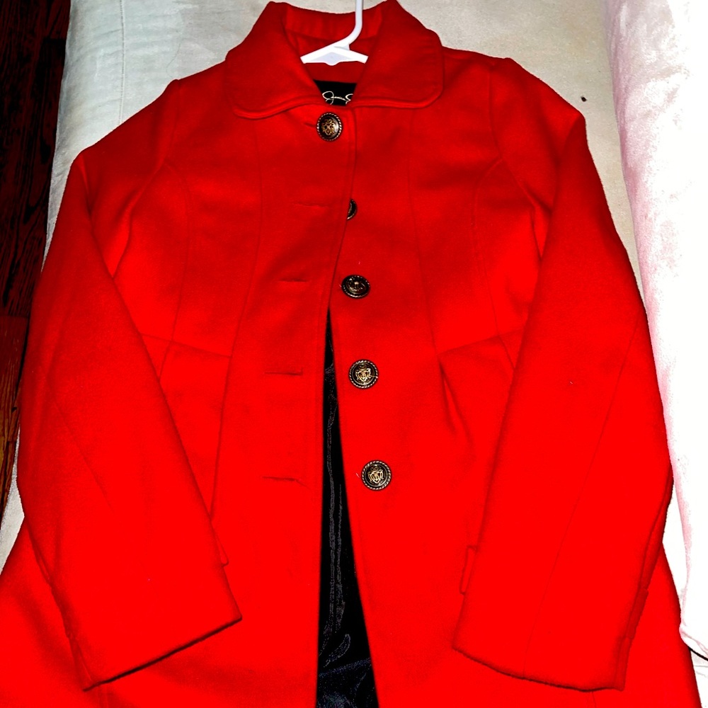 Girls Red Peacoat